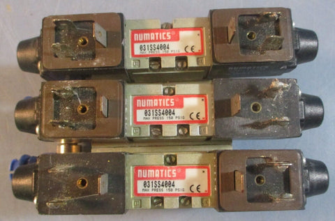 Numatics 031SS4004 Solenoid Valve 150PSIG Max 24VDC 6W (Lot of 3)