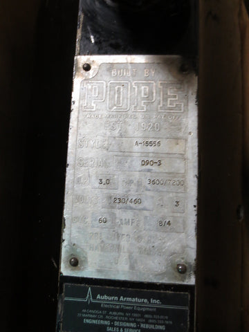 Auburn Armature Refurb Pope Spindle Style A15556 3 HP 3 Phase