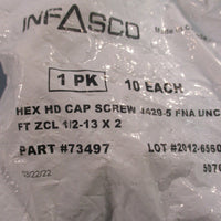 Infasco 73497 Hex Head Cap Screw J4295 1/213 x 2 Pack of 10 Lot of 12