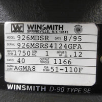 New Winsmith Reducer 926MDSR 1750RPM  1.12HP In 40:1 1166 TQ Out
