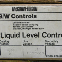 McGrawEdison B/W Controls Liquid Level Control 120 V 50/60 Hz 40 V 1500AL1S3