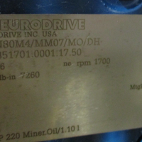 Sew Eurodrive K67 DRN80M4/MM07/M0/DH Gear Reducer 108.03:1 Ratio, 7260 InLb