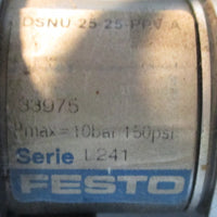 Mounted Festo DSNU2525PPV A Pneumatic Cylinder w/ Two 159425 Cables