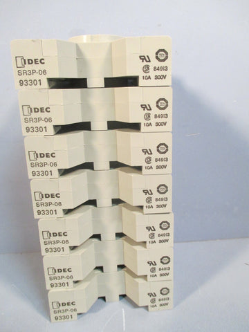 IDEC Relay Base Socket 10A 300V Lot of Seven 93301 SR3P06