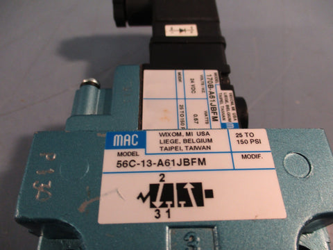 MAC 56C13A61JBFM w/170BA61JBFM 24VDC NONLOCKING CONTROL  SOLENOID VALVE