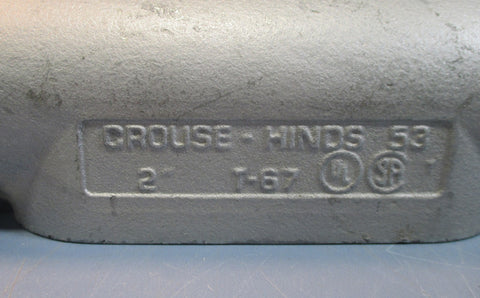 Crouse Hinds T67 T67 Side T Ported 2" Conduit Body NWOB