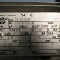 NORD AC Electric Motor 230/450v, 3 ph, 1700 rpm 60Hz, TEFC 8009381215.00