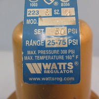 WATTS Regulator 223S Water Pressure Regulator Sz 1/2 Set 50 PSI