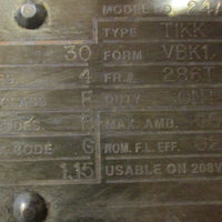 Toshiba 24AW27 3-Phase Induction Motor 30HP 1770RPM 230/460V 1-7/8" Shaft Dia