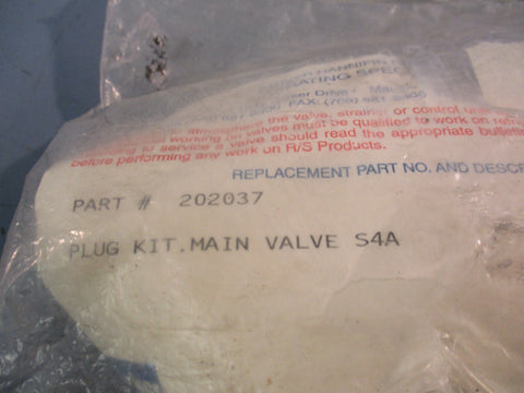 PARKER MAIN VALVE S4A PLUG KIT 3/4 Part# 202037 SEALED KIT