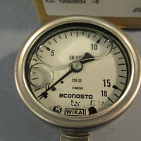 WIKA Econosto 233.50.063 0-16 BAR / EN837-1 Liquid Filled Pressure Gauge 316 SS