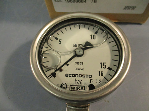 WIKA Econosto 233.50.063 0-16 BAR / EN837-1 Liquid Filled Pressure Gauge 316 SS