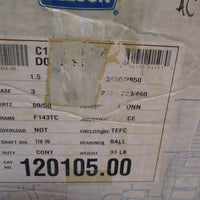 Leeson C143T34FC2E Electric Motor 208230/460V, 3450/2850 RPM 1.5 Hp 120105.00