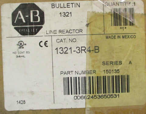 Allen Bradley 13213R4B Ser A Line Reactor 150135 690V Max 6.5mH 4A 3PH