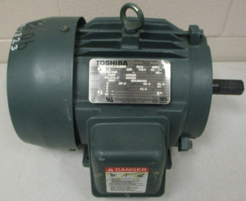 Toshiba B0052FLF2AMH03 Induction Motor 3 PH 5HP 3500RPM 1-1/8" Shaft Dia NOS