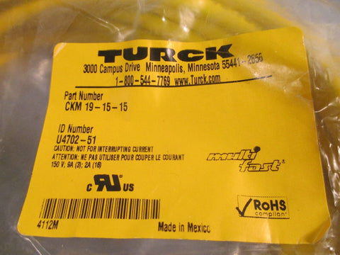 TURCK RECEPTACLE CABLE 15-PIN, 15M CKM-19-15-15 U4702-51