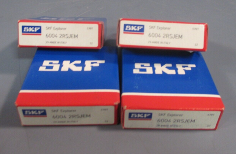 (Lot of 4) SKF Deep Groove Ball Bearing 20mm ID 42mm OD 12mm W 6004 2RSJEM