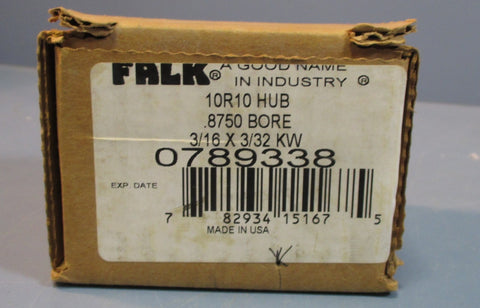 Falk Hub Coupling 0789338, 10R10, .875" Bore, 3/16 x 3/32 KW NIB