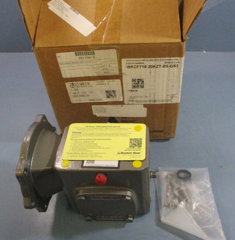 Boston Gear SBKCF718-20KZT-B5-GS3 Gear Reducer 20:1 0.97HP 7/8" Shaft 5/8" Bore