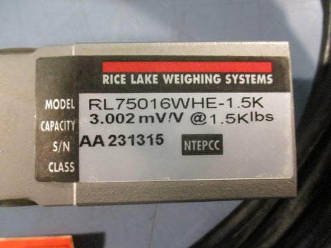 Rice Lake Weighing Systems RL75016WHE1.5K Load Cell 3.002mV/V @ 1.5K lbs