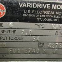 US Motors Nidec F01 E740 Varidrive Module 1.25 Series 2000 Gearbox 11/4" Shaft