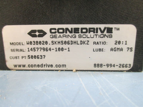 ConeDrive W038020.SKHS06DHLDKZ 20:1 Ratio Gearbox Reducer  Used