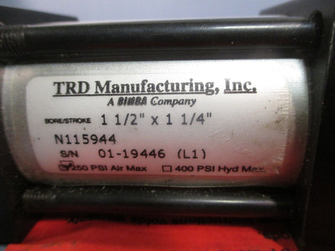 TRD MANUFACTURING, INC PNEUMATIC CYLINDER 1 1/2 x 1 1/4" 250 PSI Air Max N115944