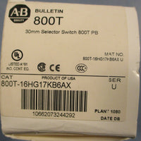 Allen Bradley 800T16HG17KB6AX Ser U 30mm Selector Switch 800T PB 120V 0.9/1.6W