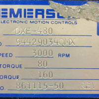 Emerson DXE480 Rev A3 Servo Motor 3000RPM 80in/lbs Cont. Torque 15/16" Shaft Di
