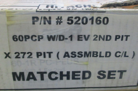 Hitachi 60PCP W/D1 EV 2nd Pit x 272 Pit Matched Set Conveyor Chain #60 17' L