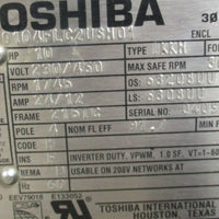 Toshiba 10 HP 230/460V Motor w/ US Motors GDM 17:1 Ratio Gear Reducer