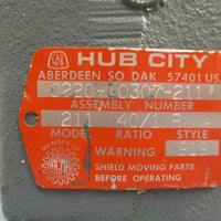 Hub City 022010307211 Worm Gear Reducer 40:1 Ratio Model 211