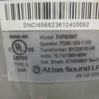 (1) Atlas Sound Model: FAP6260T 70.7V/100V60W Inceiling Speaker