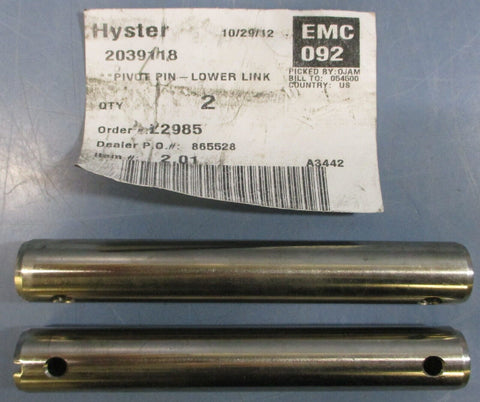 (Lot of 2) Hyster 2039118 Lower Link Pivot Pin 6" Long 7/8" Dia.