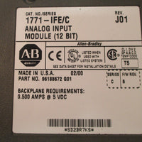 Allen Bradley 1771IFE/C Rev. J01 Analog Input Module (12 Bit) Series C