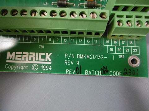 Merrick Merrscale BMKM20132 PC Board REV 9 Backplane Takeout Circuit Board