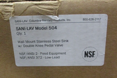 SaniLav 504 Hands Free Stainless Steel Sink w/ Double Knee Pedal 16 x 16 x 10"