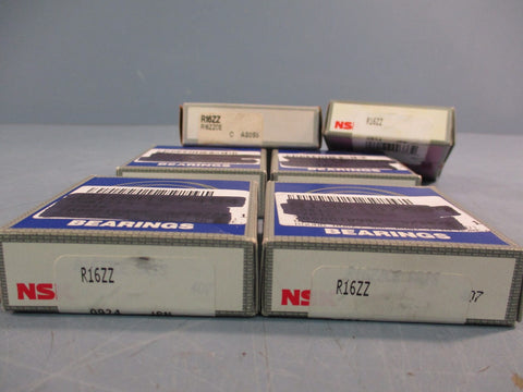 Lot of (6) NSK R16ZZ Deep Groove Ball Bearing, 1.000" Bore, 2.000" OD 1/2" Width