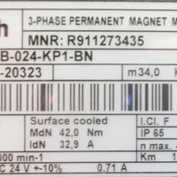 Bosch Rexroth MKD112B-024-KP1-BN Servo Motor R911273435 1-1/4" Shaft Dia 3ph