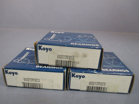 Lot of (3) KOYO Deep Groove Ball Bearings 60072RSC3