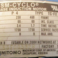 Sumitomo SMCyclo CNHM16125DBYA165 Gearmotor 165:1 11/2" Shaft Dia NOS