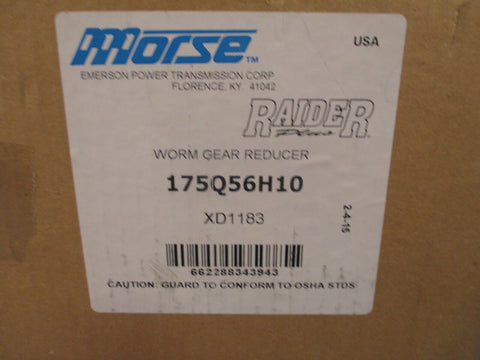 Morse Raider Worm Gear Reducer XD1183 Ratio 10:1 56C 175Q56H10