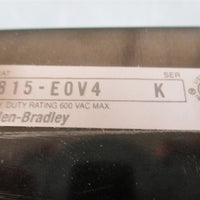 Allen Bradley 815E0V4 Ser. K Overload Relay 600VAC  Used