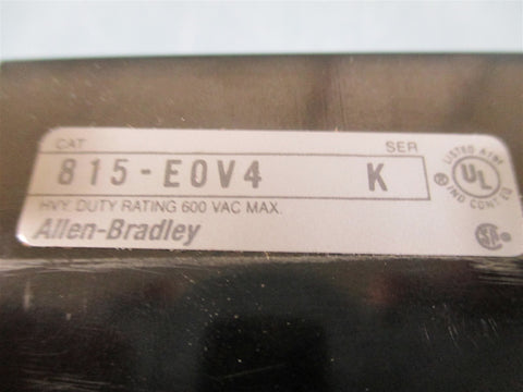 Allen Bradley 815E0V4 Ser. K Overload Relay 600VAC  Used