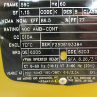 Baldor CEM3558 Super-E Motor 2HP 1760RPM 230/460V 3PH 5/8" Shaft Dia