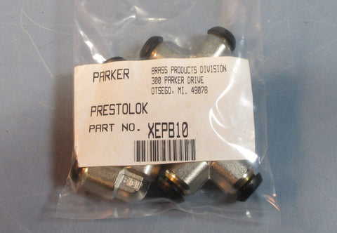 Lot of 5 Parker XEPB10 Prestolok Nickel Plated Brass Elbow Push Fittings NWOB