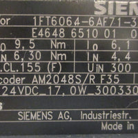 Siemens 1FT60646AF713EB1 Servo Motor Inverter Duty 9100/3000RPM 3PH IP65