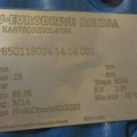 Sew Eurodrive KA67BDRE90L4/DH Gear Motor 2 HP 25 RPM Final Out 230/460 Volt