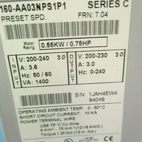 Allen Bradley Speed Controller FRN: 7.04 Ser C 160-AA03NPS1P1