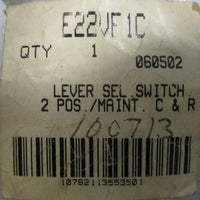 Eaton Cutler Hammer E22VF1C Lever Selector Switch 2 Position